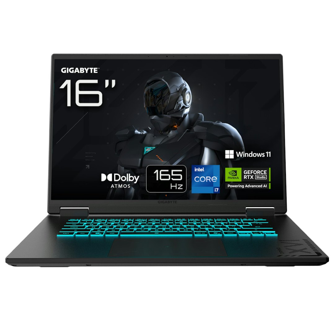 لابتوب GIGABYTE GAMING A16 أسود (16 بوصة، معالج i7 من الجيل الثالث، ذاكرة 16 جيجابايت DDR5، قرص صلب M.2(PCIe)1 تيرابايت SSD، شاشة FHD+، بطاقة رسومات RTX 5060 سعة 8 جيجابايت، لوحة مفاتيح AR)
