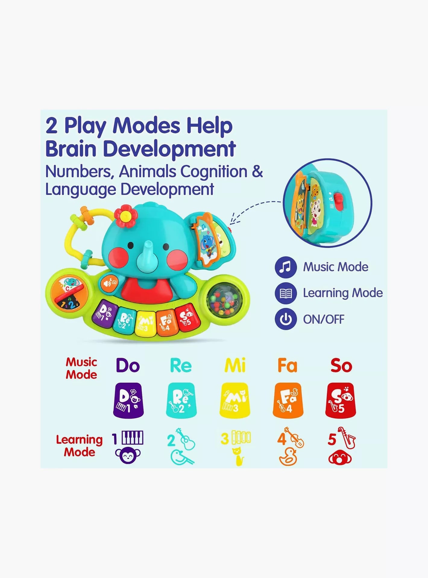 Hola 2-in-1 Musical Elephant (with music, light, sound effects)
