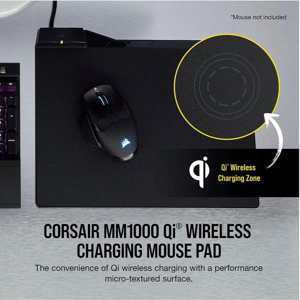 CORSAIR MM1000 Qi Wireless Charging Medium Mouse Pad (EU) - Black