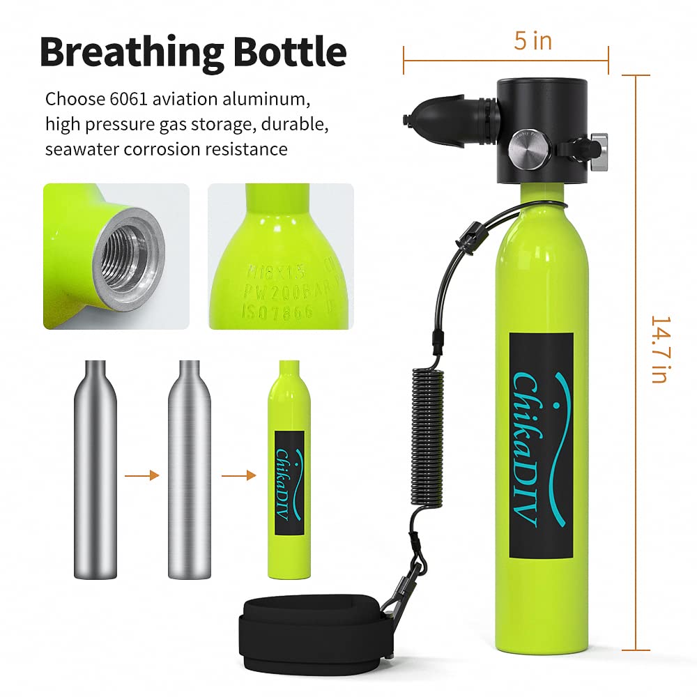 مجموعة CHIKADIV C300plus C الصغيرة لمعدات الغوص المحمولة، أسطوانة غوص قابلة للنفخ