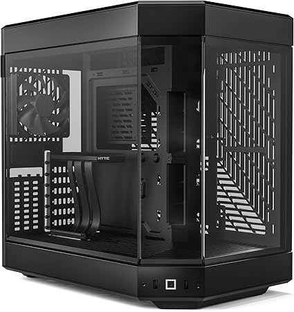 HYTE Dual Chamber Panoramic Tempered Glass ATX Case With 3 Fans - Black