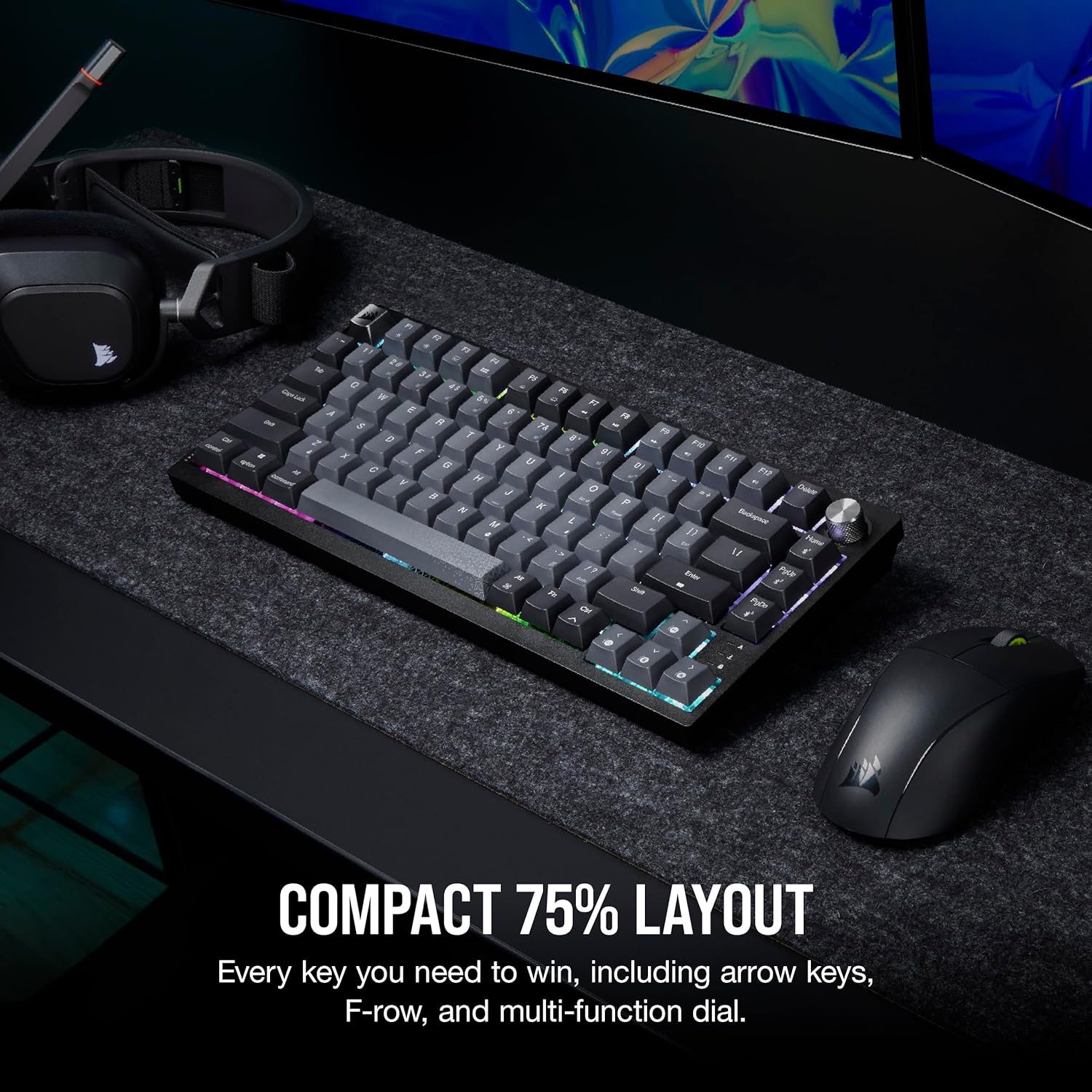 CORSAIR K65 PLUS WIRELESS 75% RGB Mechanical Gaming Keyboard - Black