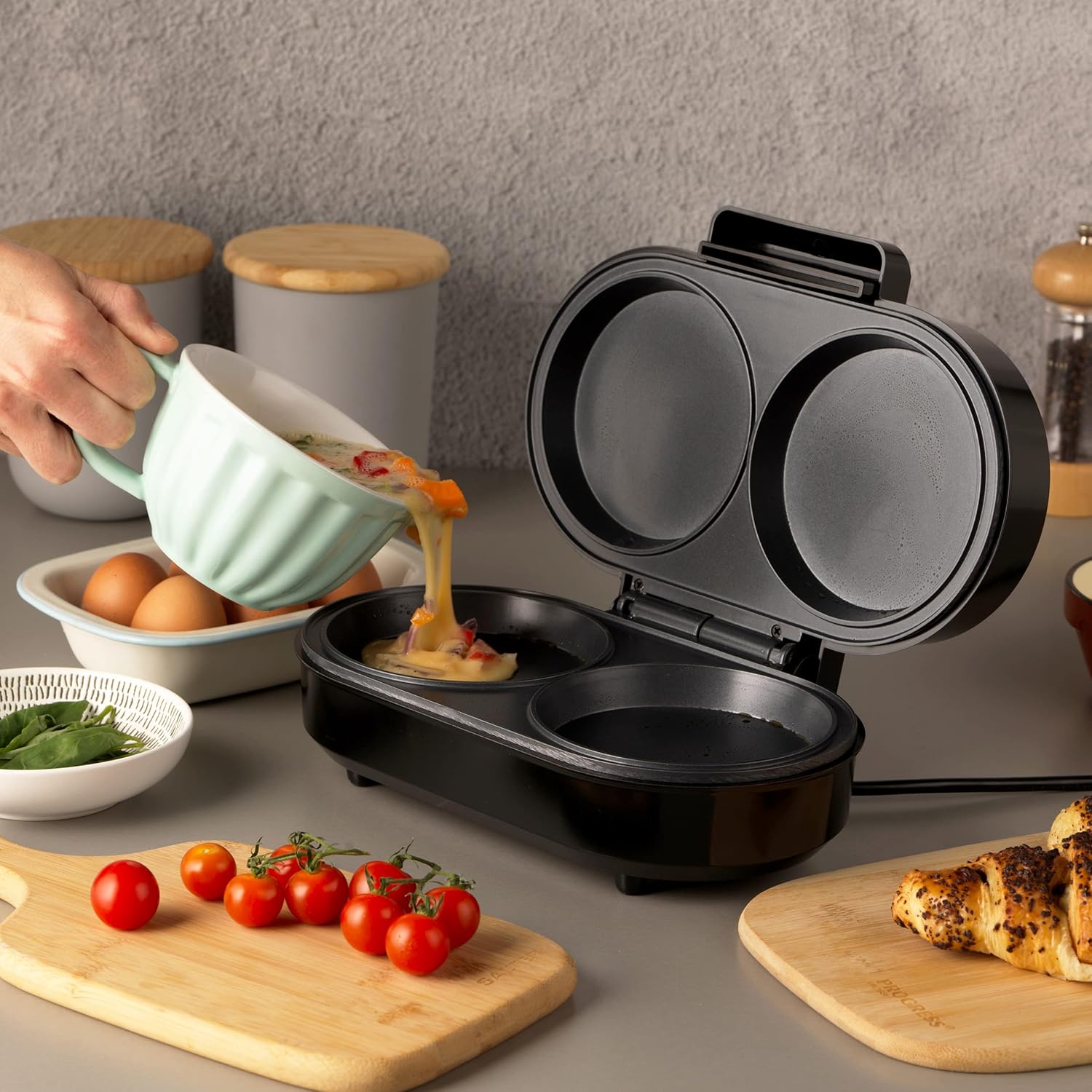 RAF 850W Double-Sided Electric Omelette Maker with Non-Stick Coating & Uniform Heat