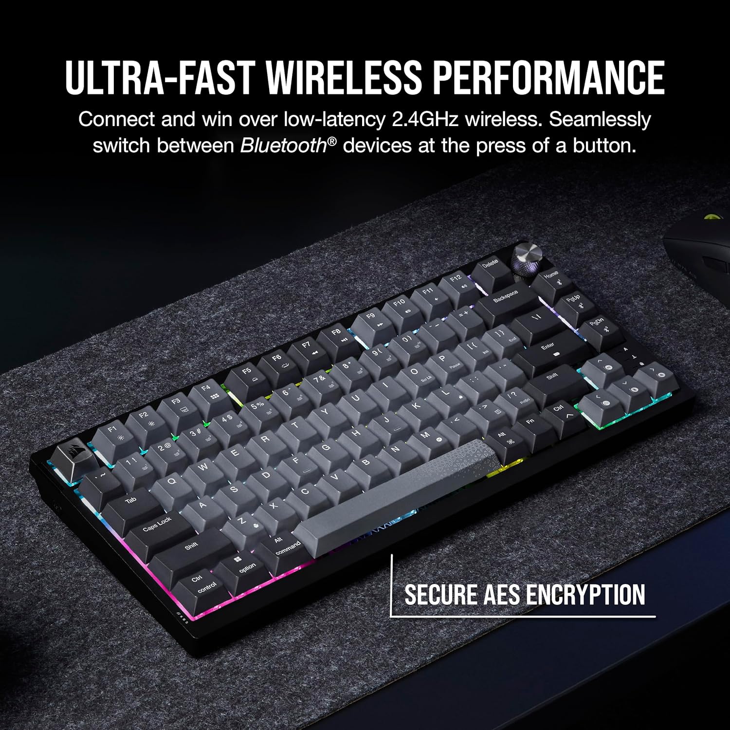 CORSAIR K65 PLUS WIRELESS 75% RGB Mechanical Gaming Keyboard - Black