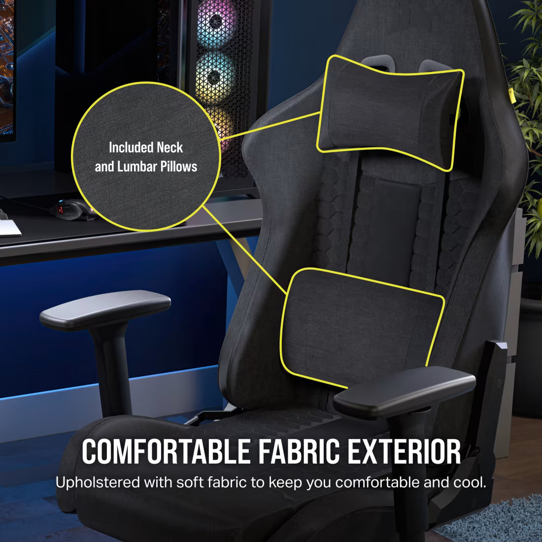 CORSAIR TC100 RELAXED Gaming Chair - Fabric Black/Grey