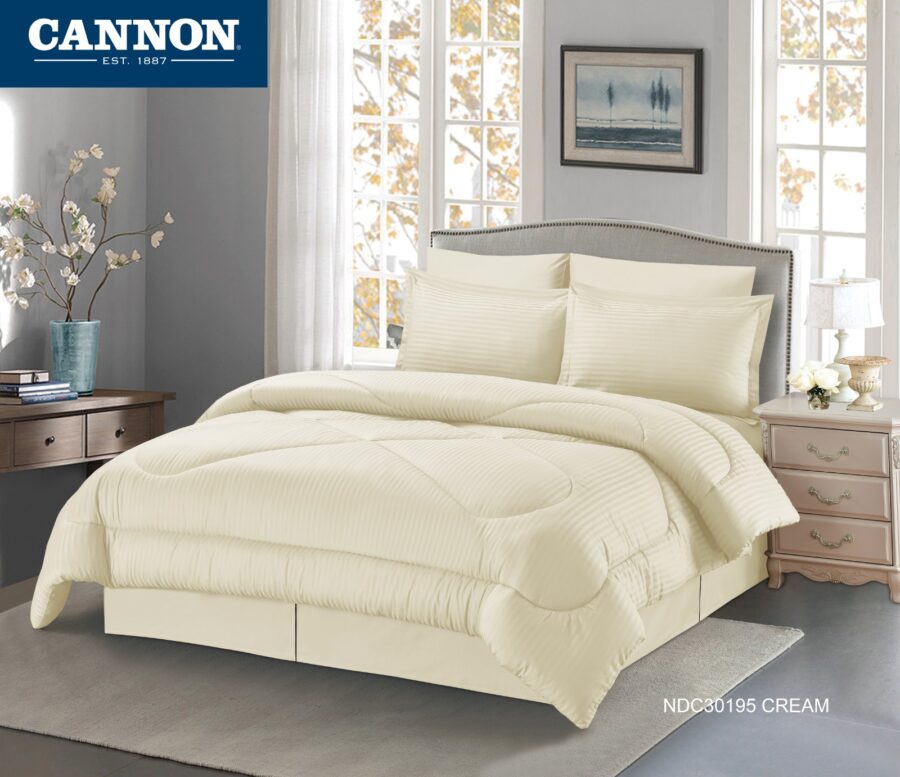 CANNON KING HOTEL STRIP WITH EMBRIODERY COMFORTER 6PC