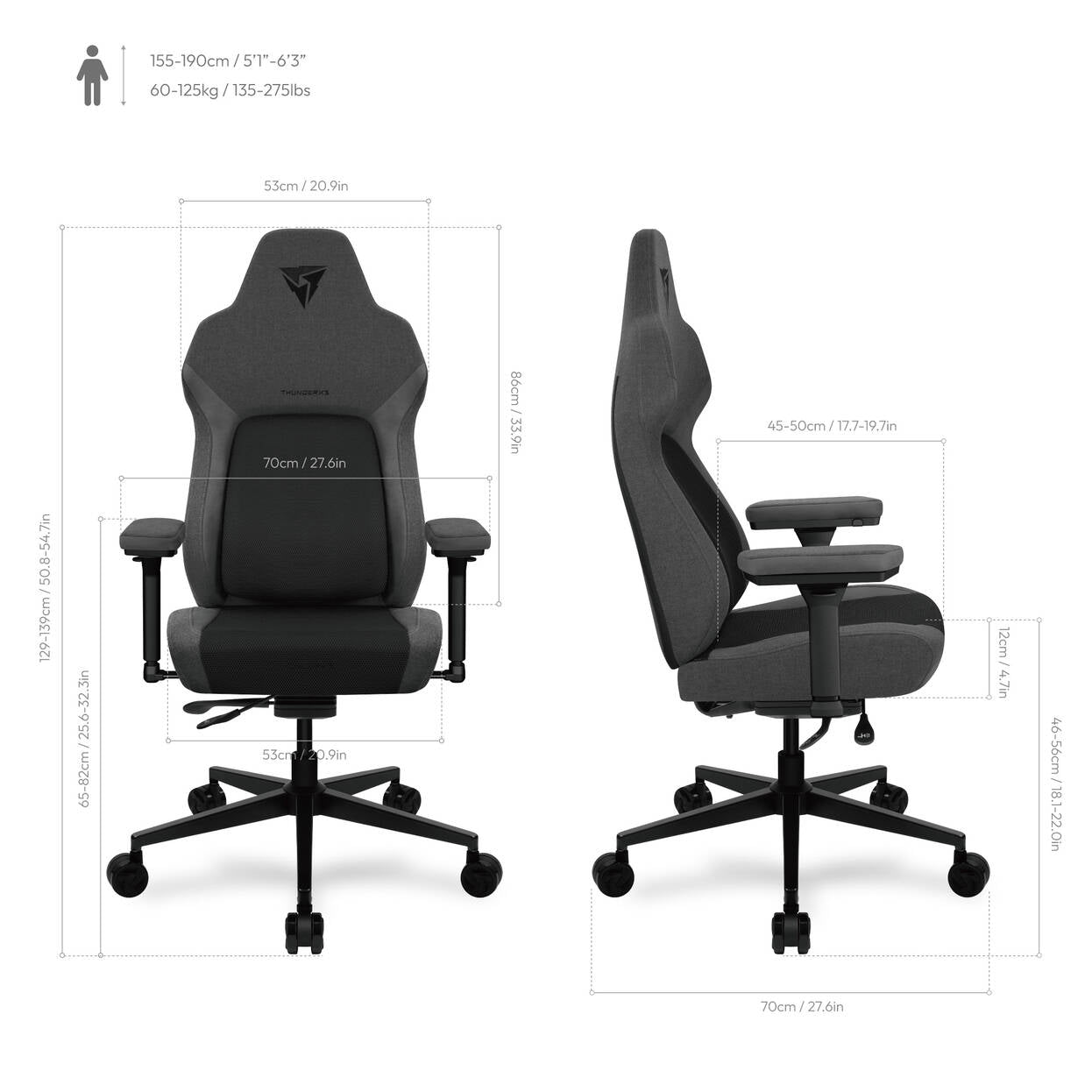 ThunderX3 Core Smart Mesh Gaming Chair Black