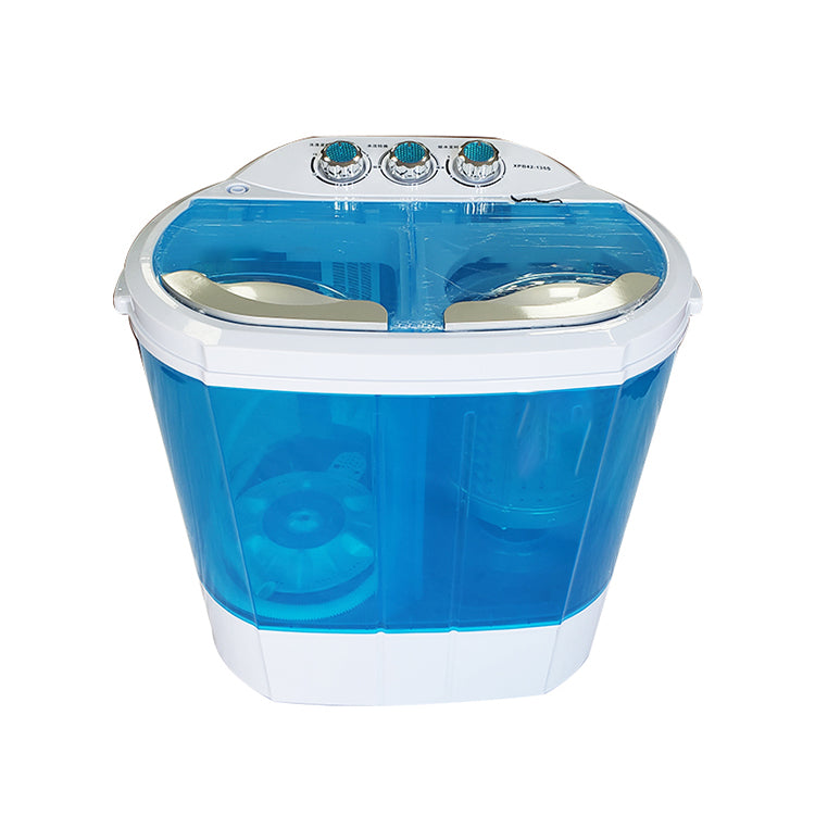 غسالة ملابس صغيرة محمولة مع مجفف دوار, حوض مزدوج وسلة تجفيف دوارة (3.6 كجم غسيل + 2 كجم تجفيف)