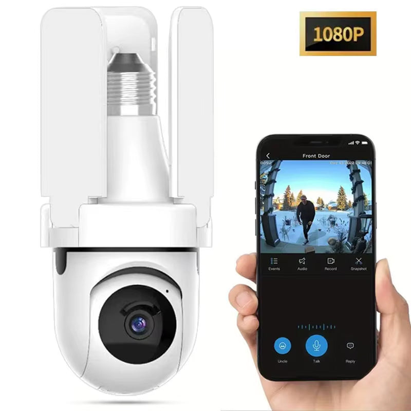 Smart HD WiFi Bulb Camera with Motion Sensing LED Lights, Motion Detection & Two-Way Audio with SD Slot