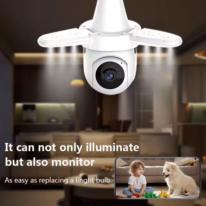 Smart HD WiFi Bulb Camera with Motion Sensing LED Lights, Motion Detection & Two-Way Audio with SD Slot
