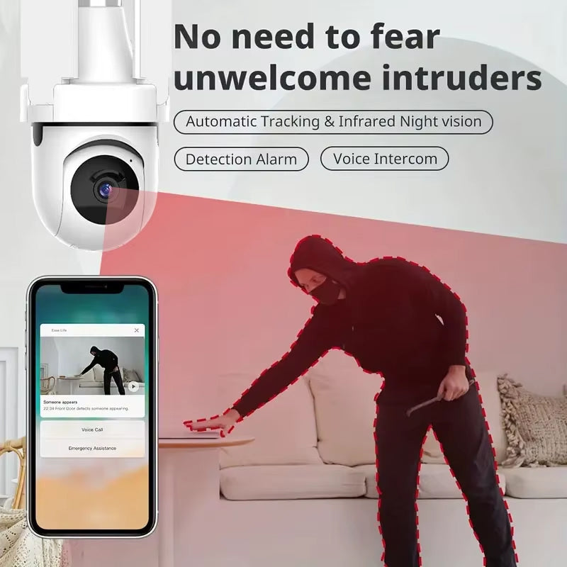 Smart HD WiFi Bulb Camera with Motion Sensing LED Lights, Motion Detection & Two-Way Audio with SD Slot