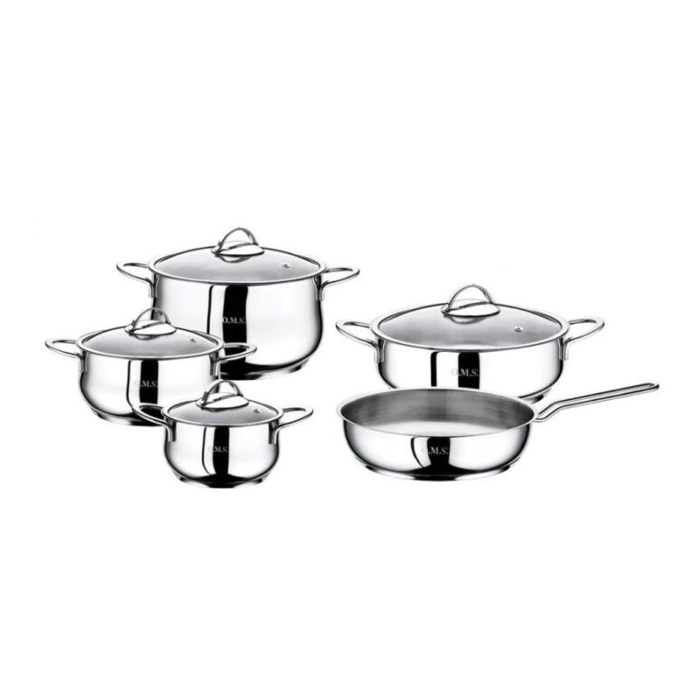 OMS Stainless Steel Cookware Set of 9 Pcs (Steel Lids)