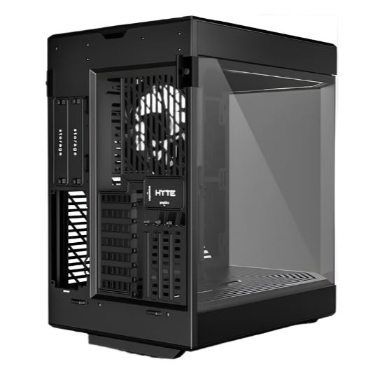 HYTE Dual Chamber Panoramic Tempered Glass ATX Case With 3 Fans - Black