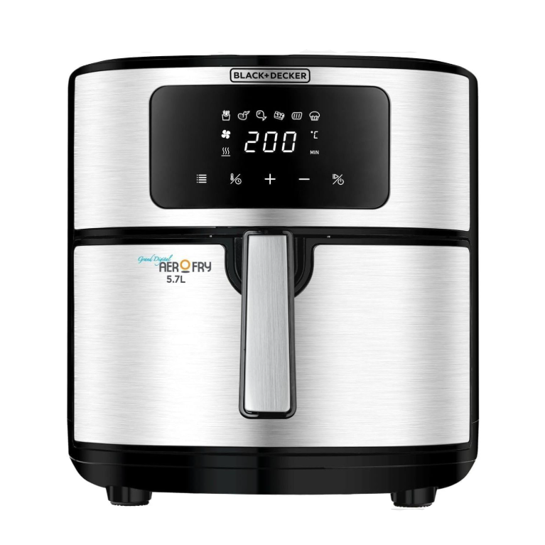 BLACK + DECKER Digital 6 in 1 Air Fryer 7.2 Liter 1500 Watt - Silver