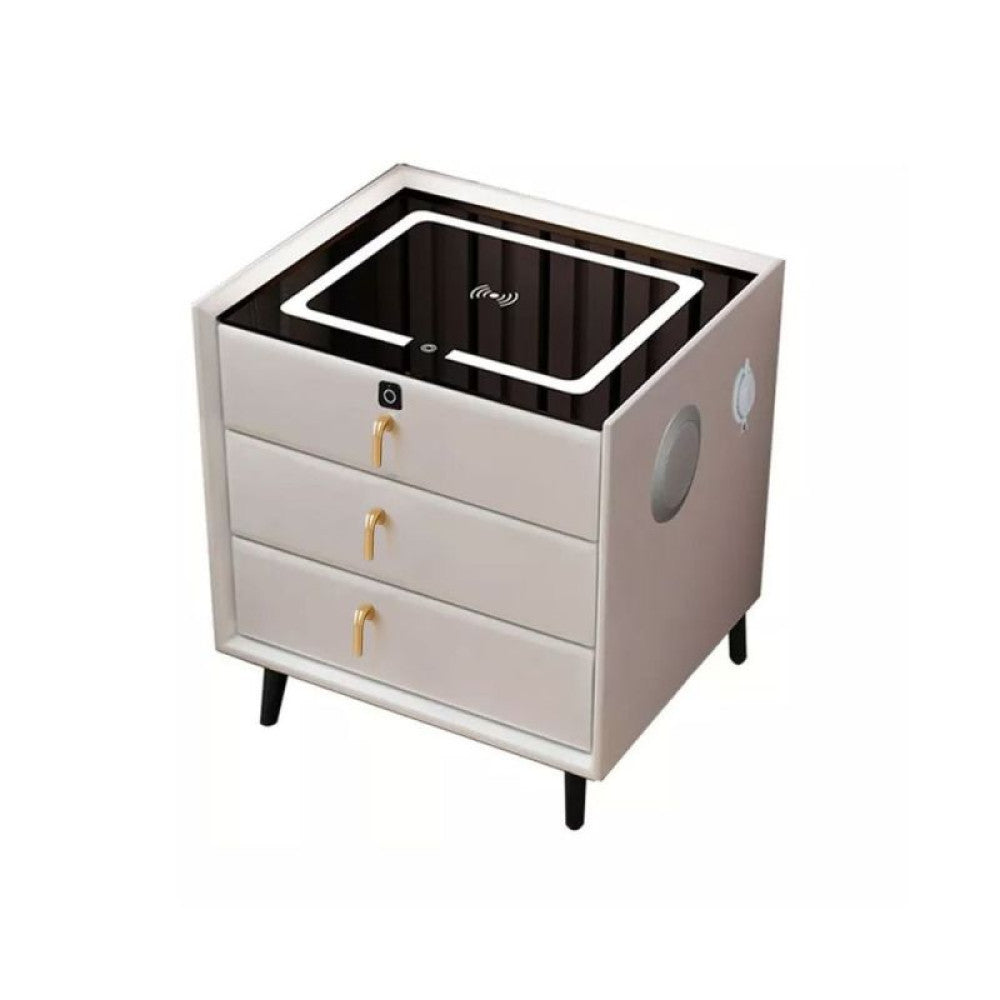 Smart Side Table with Fingerprint & Bluetooth Speakers