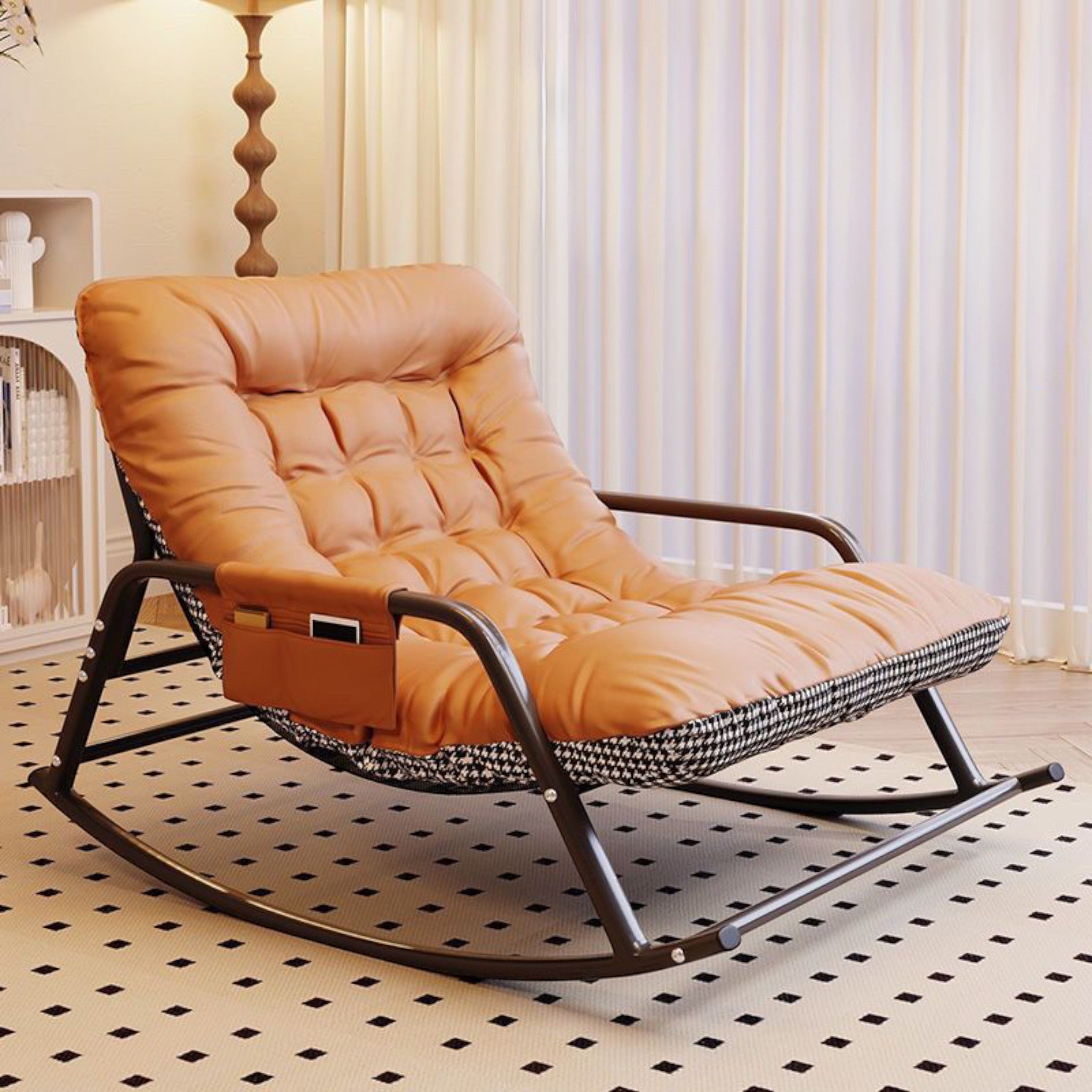Leisure Rocking Chair Double Lazy Chair for Bedroom Living Room Sleeping Chaise Lounge Recliner
