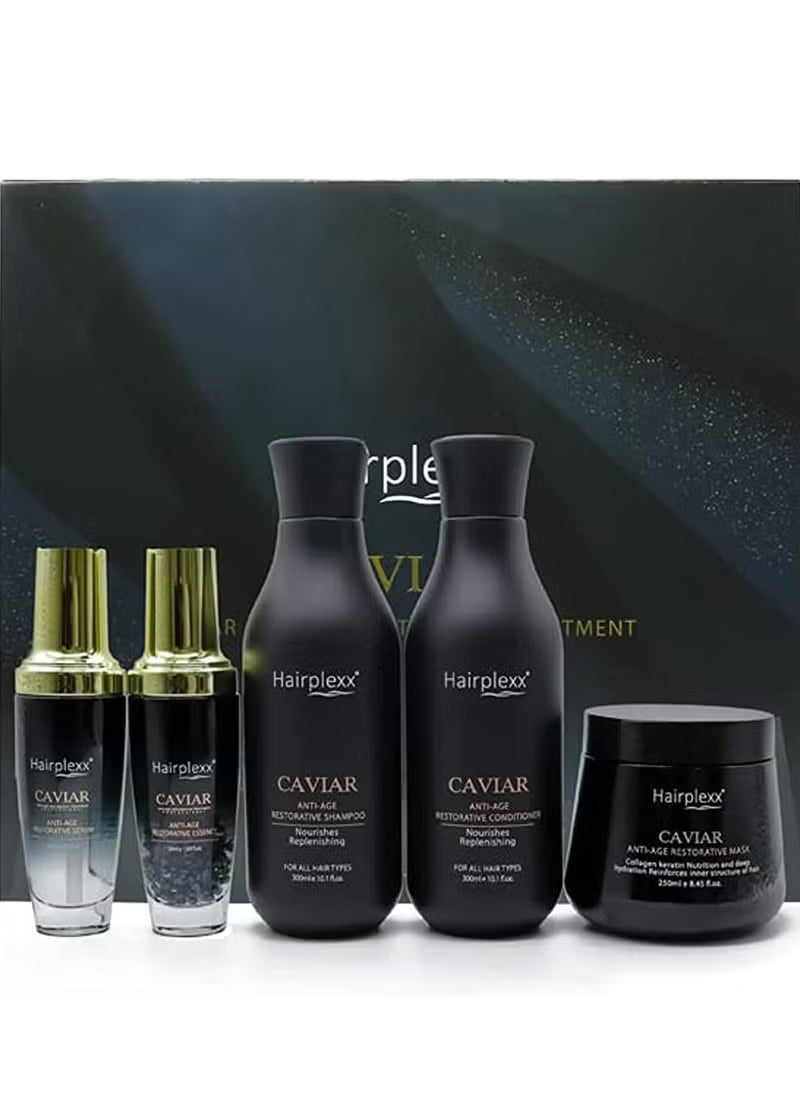 كافيار هيربليكس يحمي ألياف الشعر يتكون من شامبو 300 مل بلسم 300 مل قناع 250 مل