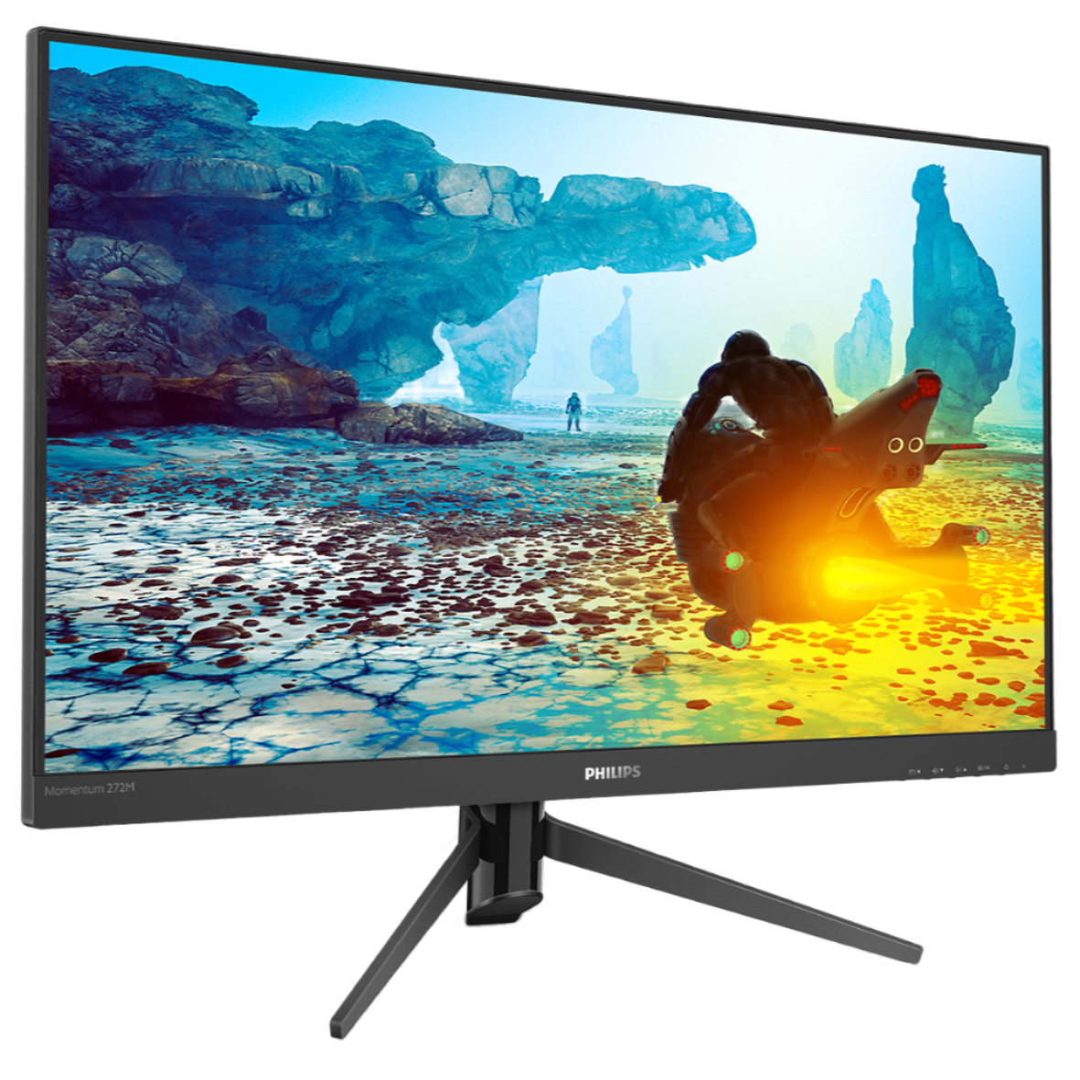 Computer monitor displaying a scenic image on a white background