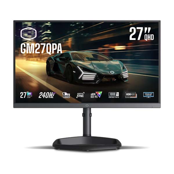 شاشة ألعاب Cooler Master GM27QPA مقاس 27 بوصة، 240 هرتز، 2K QHD، HDMI 2.0، 1 مللي ثانية، IPS - أسود