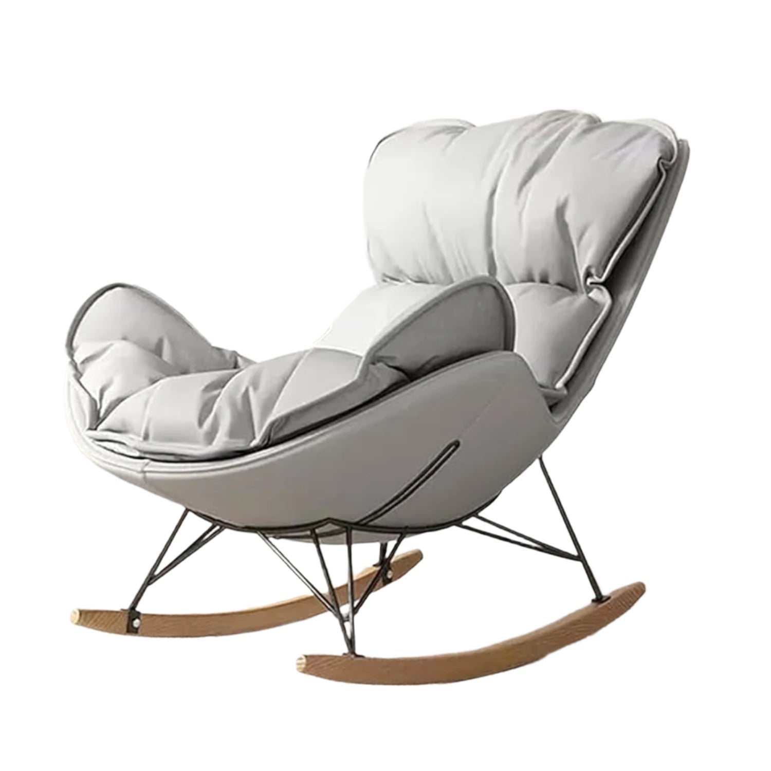 Rocking Glider Chair Accent Chairs Upholstered Rocking Chair Relax Lounge Leisure Sofa Chairs - Light Gray