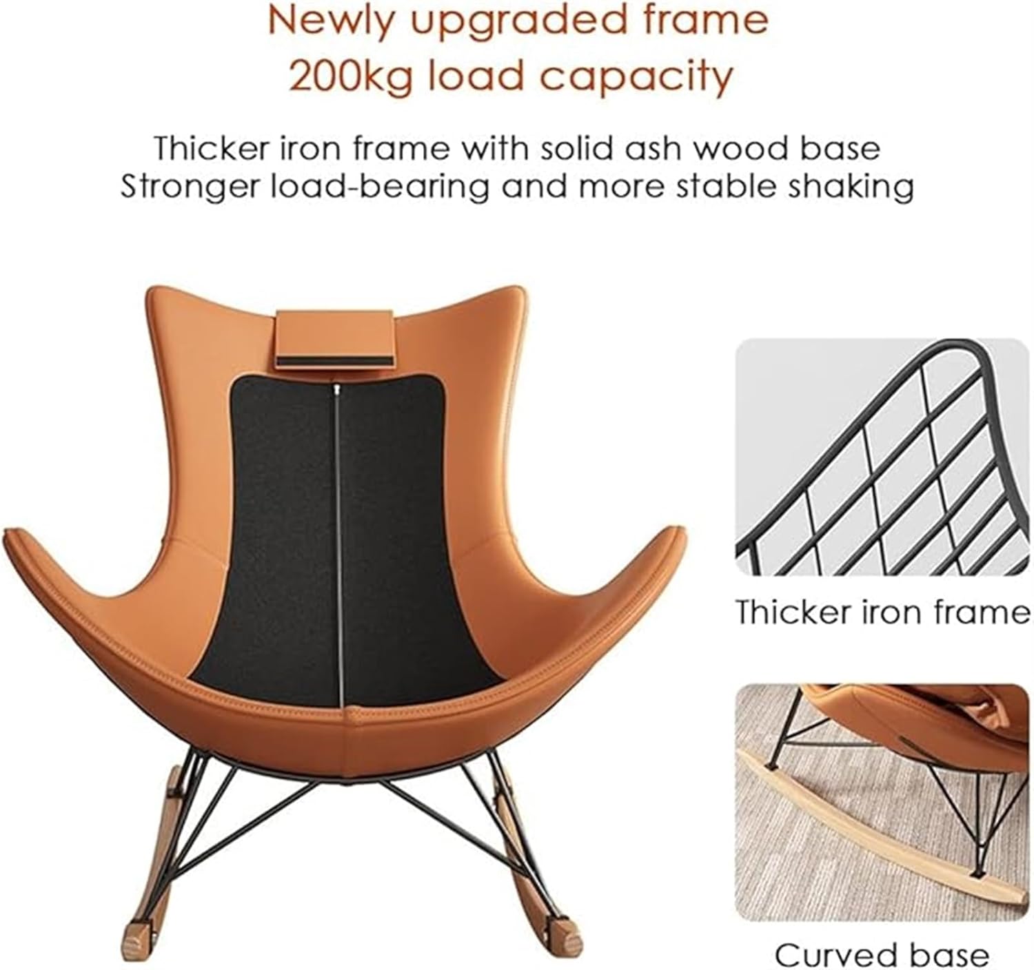 Rocking Glider Chair Accent Chairs Upholstered Rocking Chair Relax Lounge Leisure Sofa Chairs - Light Gray