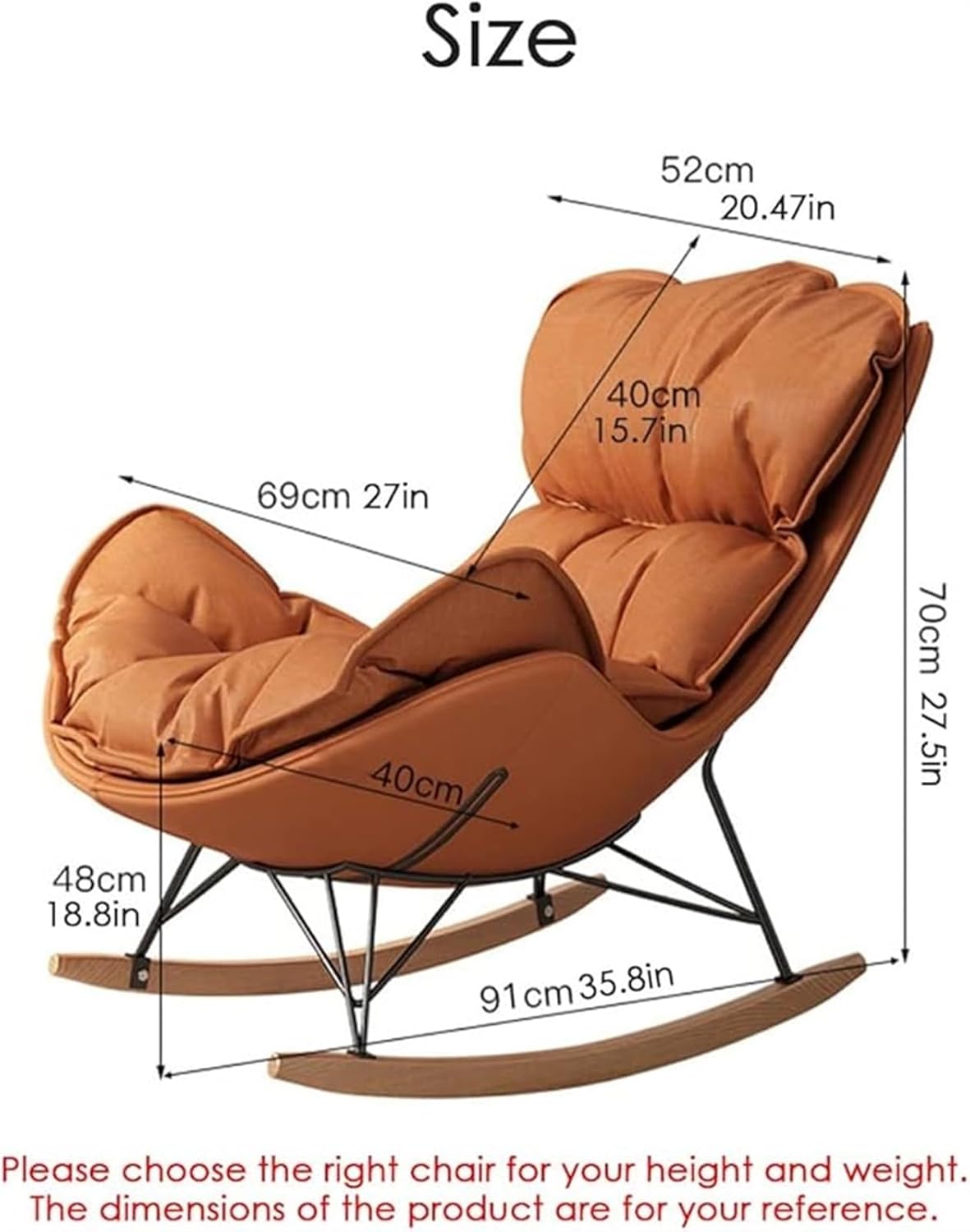 Rocking Glider Chair Accent Chairs Upholstered Rocking Chair Relax Lounge Leisure Sofa Chairs - Light Gray