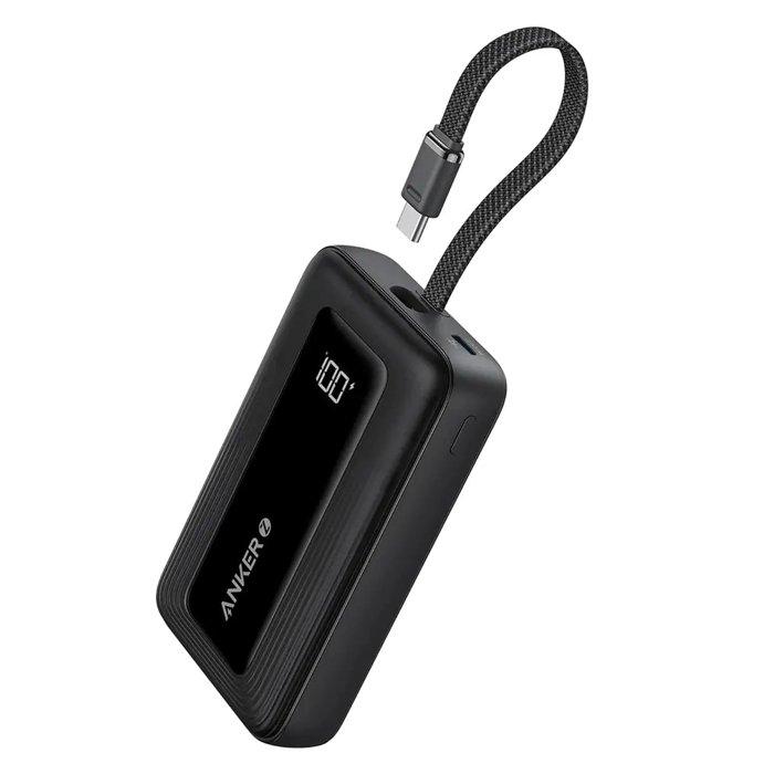 Anker Zolo Power Bank (10K, 30W, Built-In USB-C Cable) - Black