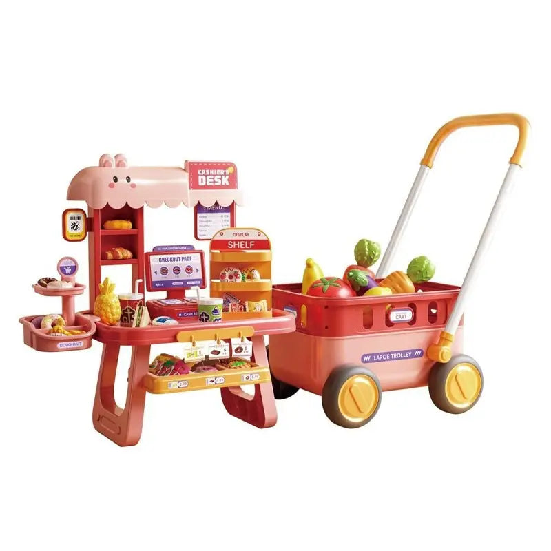 Kids shopping cart trolley play set