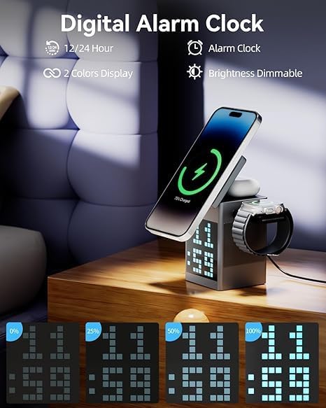 6 in 1 Multi-Function Wireless Charger with Bluetooth Speaker
