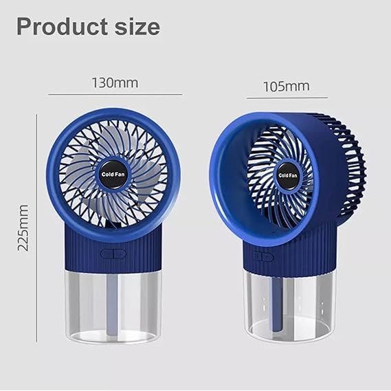 3-in-1 Portable Rechargeable Air Conditioner Mist Fan with 350ml Water Tank, Multicolor Night Light & 3-Speed Cooling