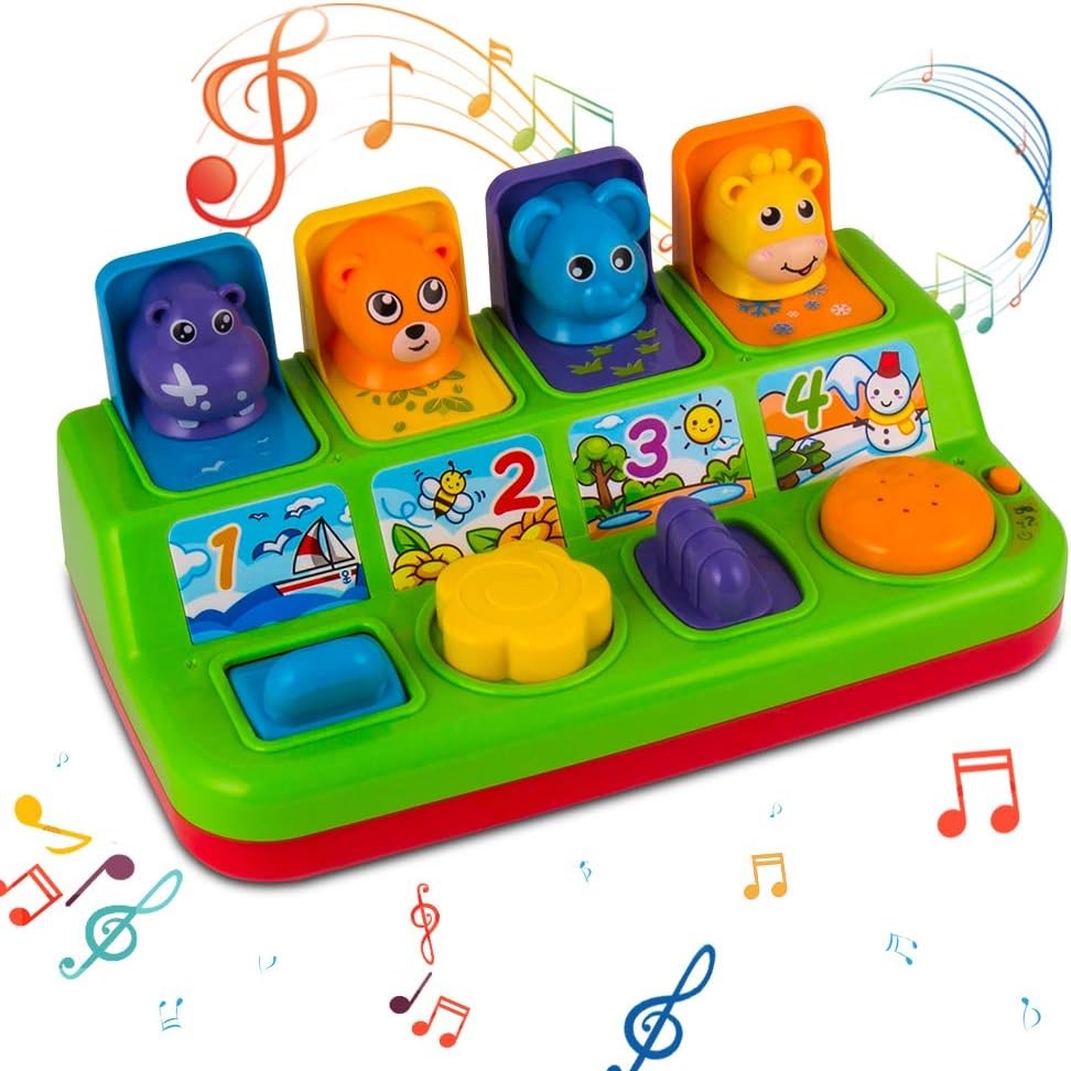 Music instrument cartoon piano with lighting music animal sound green