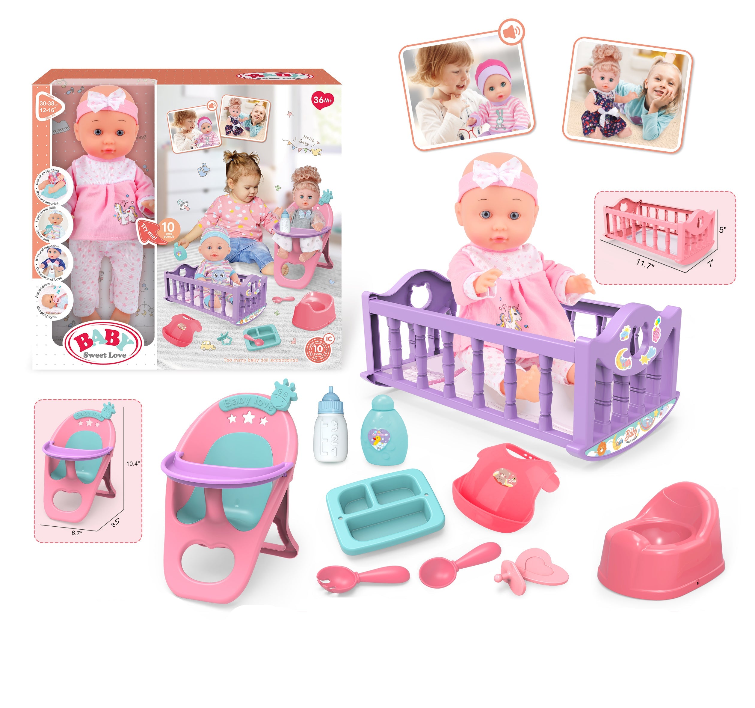 12 baby doll play set