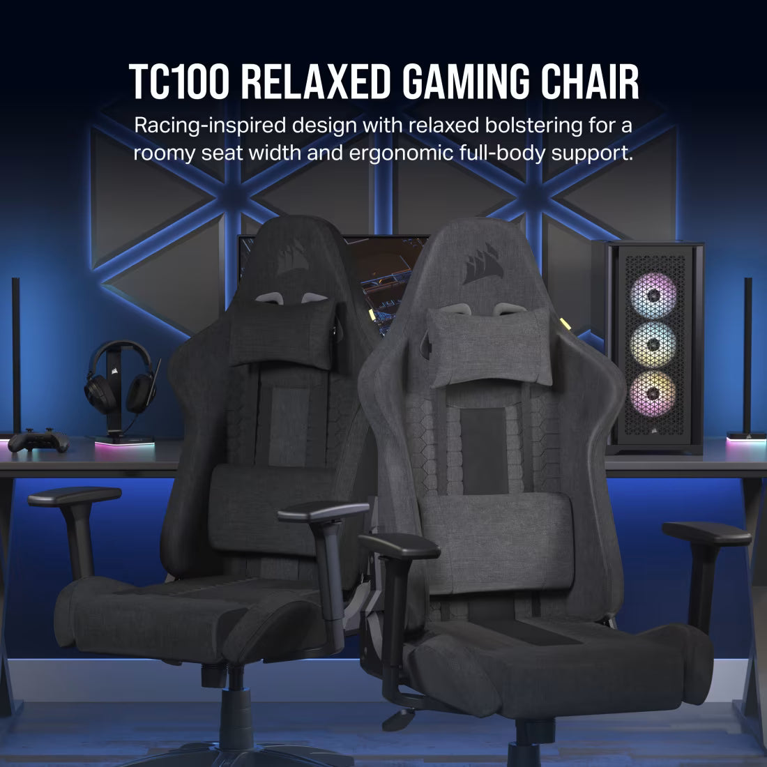 CORSAIR TC100 RELAXED Gaming Chair - Fabric Black/Grey