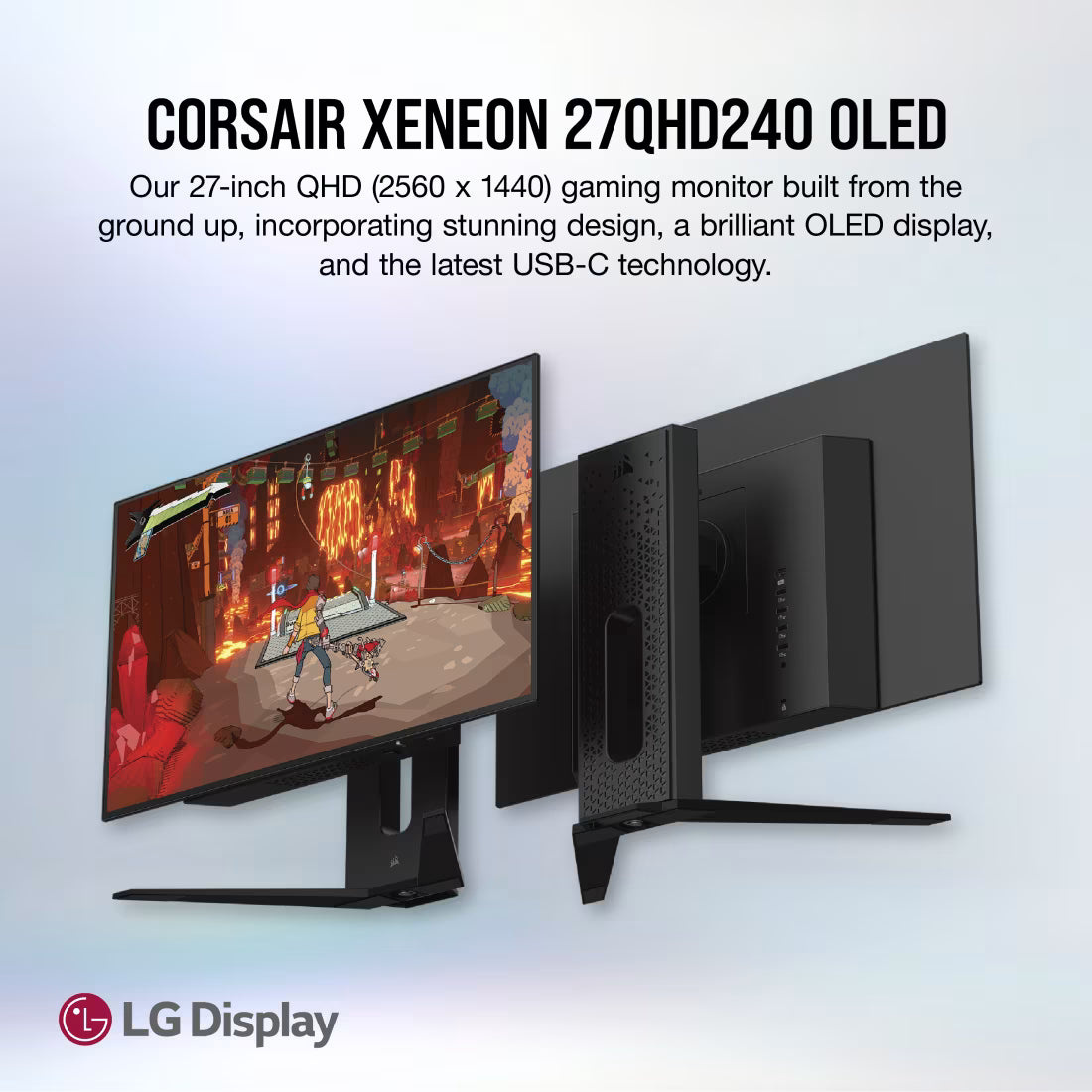 CORSAIR XENEON 27 Inch QHD 0.03 ms HDMI 2.1 OLED 240Hz Gaming Monitor - Black