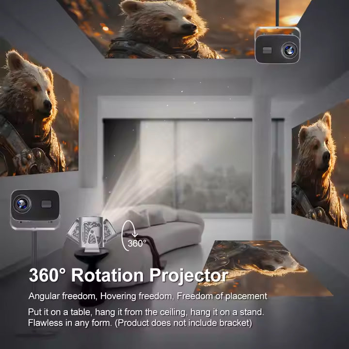 A10 Smart Android 4K WiFi Projector with Built-in Speaker, 200 Lumens, Bluetooth 5.0 with HDMI & Dual USB Ports