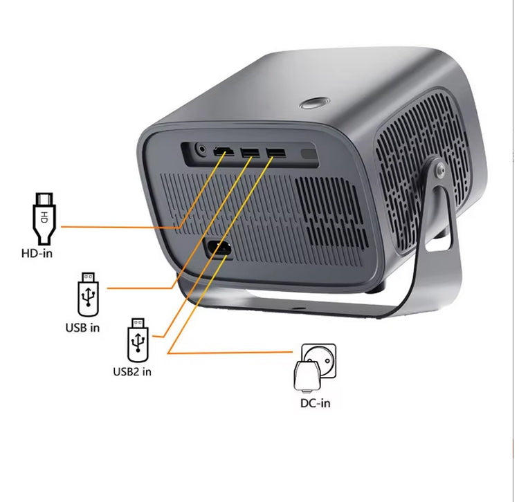 A10 Smart Android 4K WiFi Projector with Built-in Speaker, 200 Lumens, Bluetooth 5.0 with HDMI & Dual USB Ports