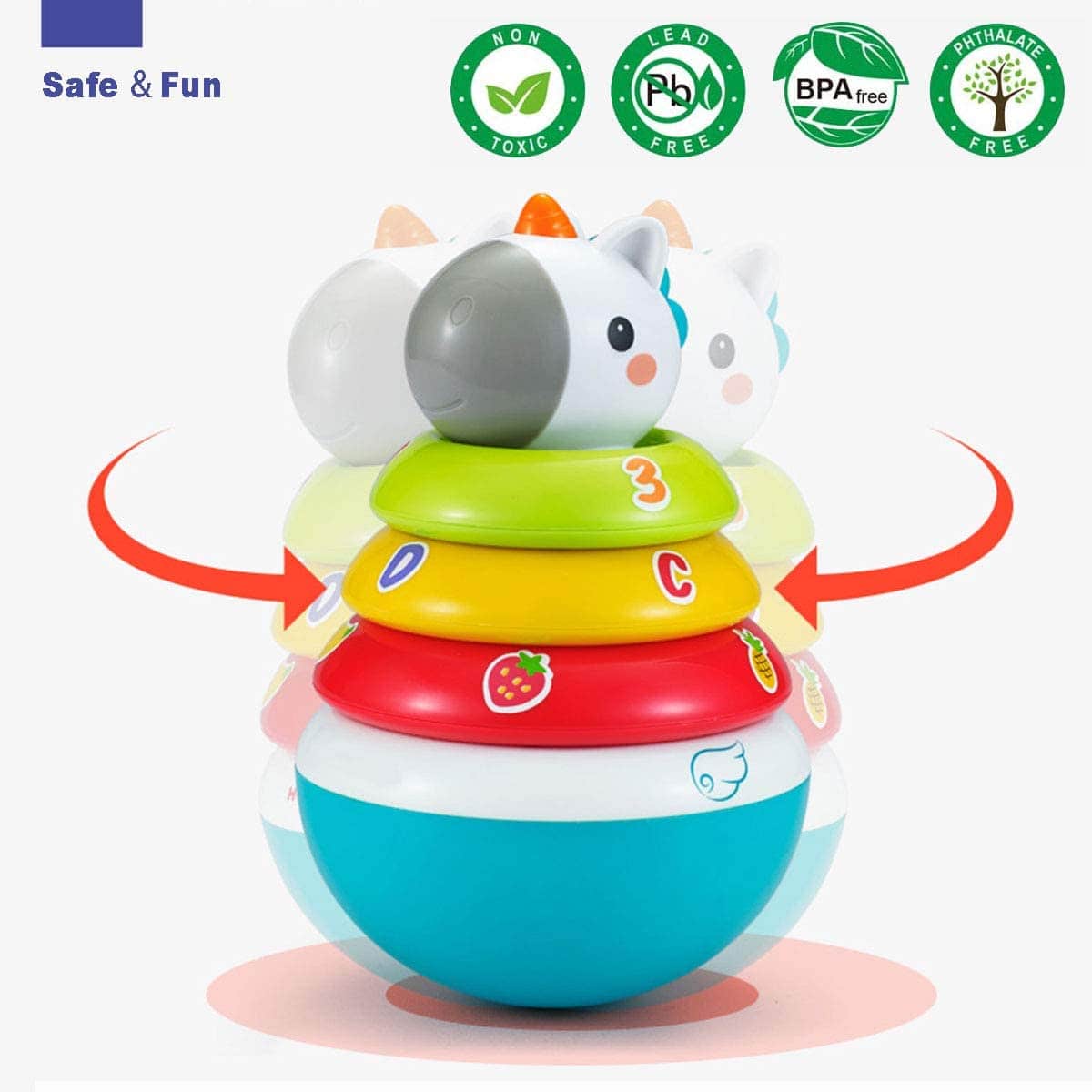 Hola Roly-Poly Unicorn  (with roly-poly function, games, different colors, letters and fruits pictures)