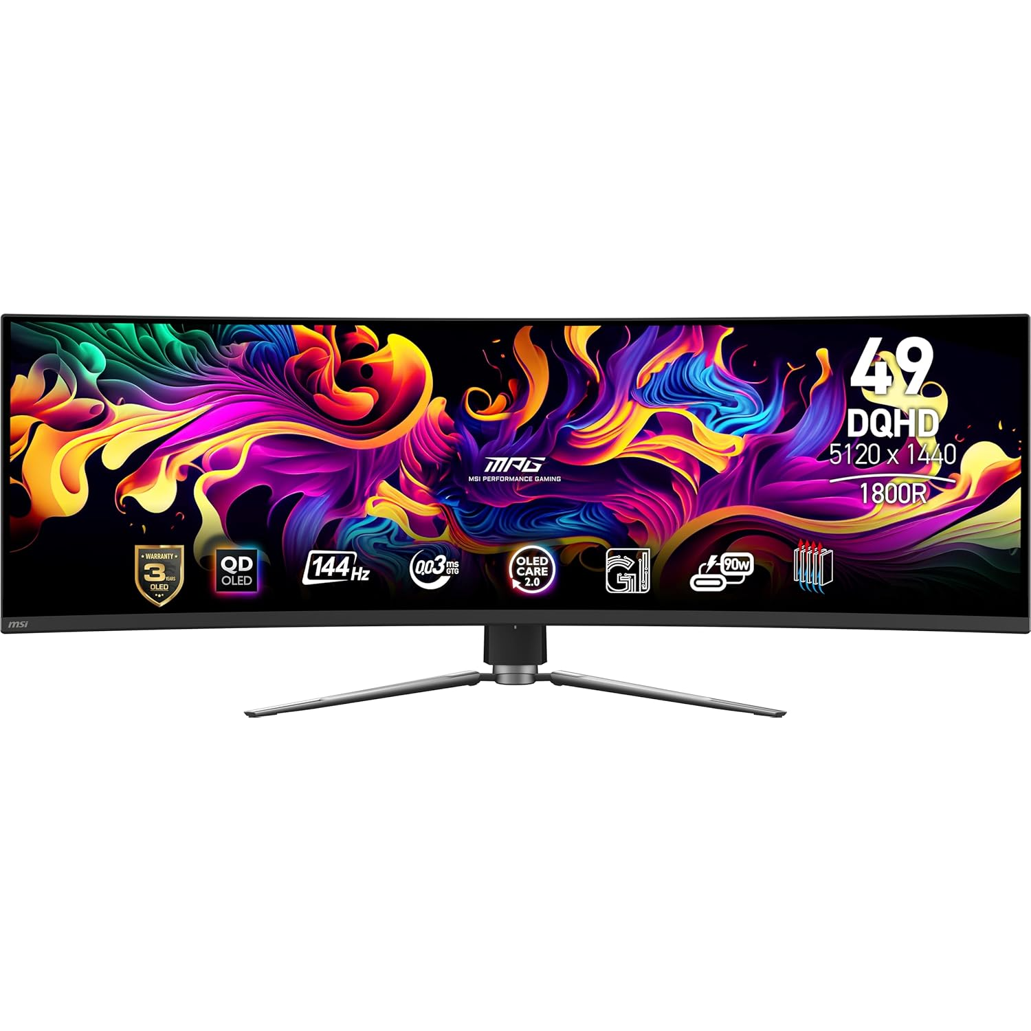 MSI MPG 491CQPX 49 Inch 240Hz 0.03ms DQHD HDMI 2.1 QD-OLED Curved Gaming Monitor - Black