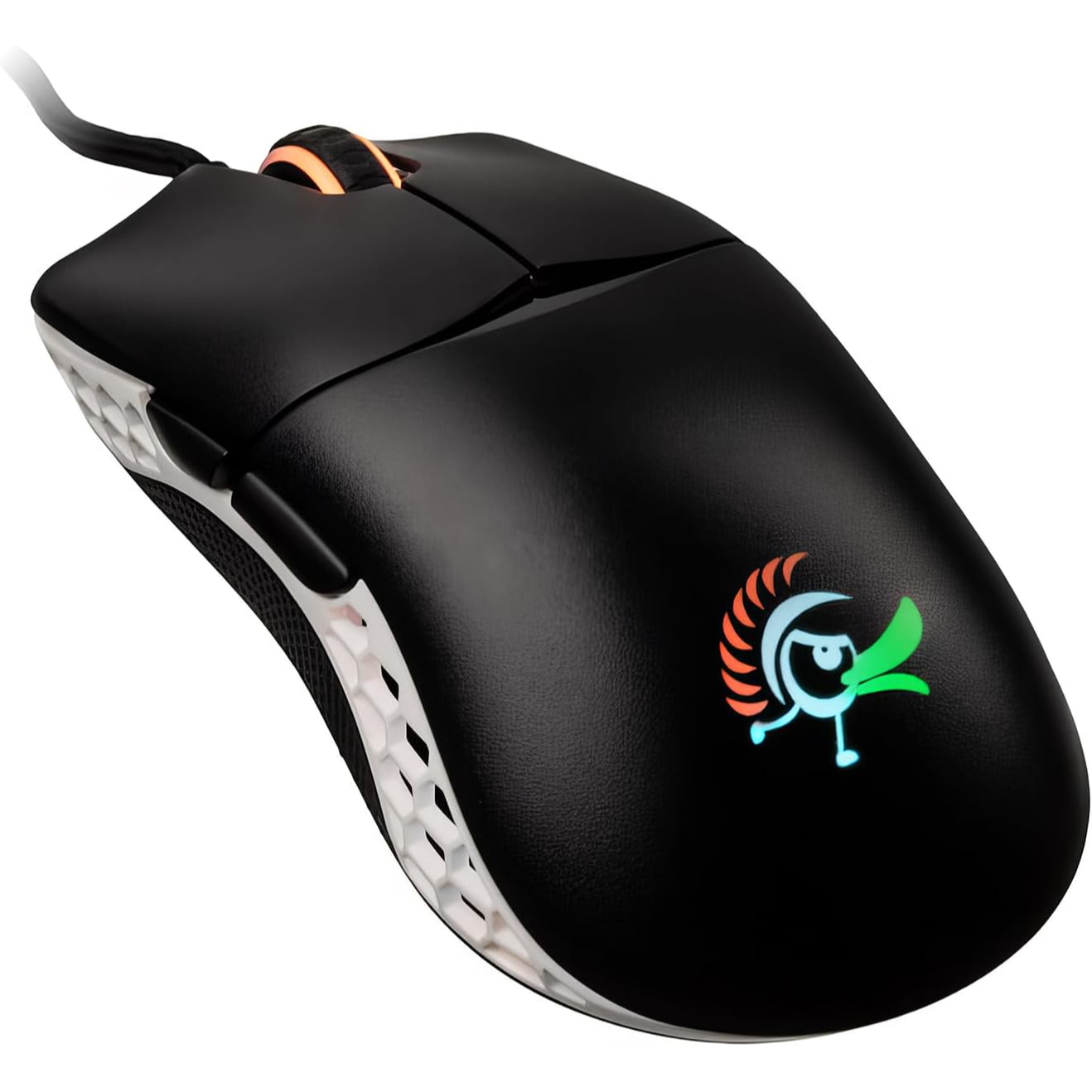 DUCKY FEATHER RGB Wired Omron Switch Gaming Mouse - Black/White