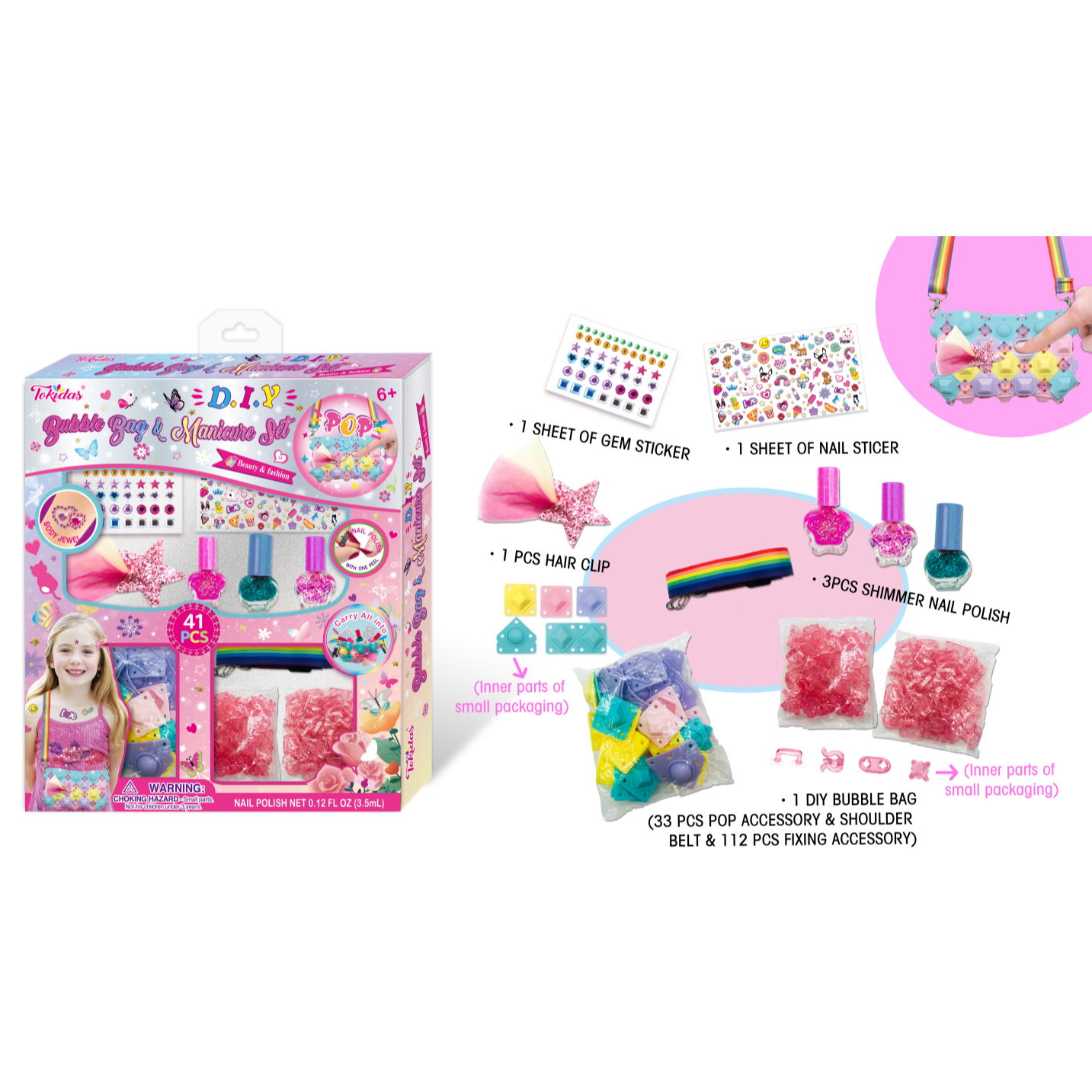 DIY bubble bag & manicure set