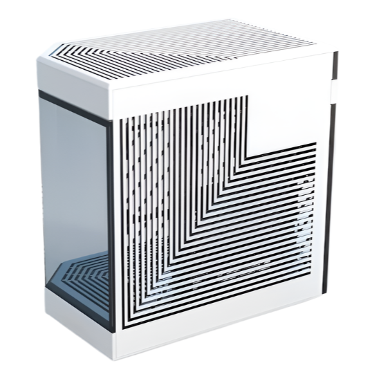 HYTE Dual Chamber Panoramic Tempered Glass ATX Case With 3 Fans - White