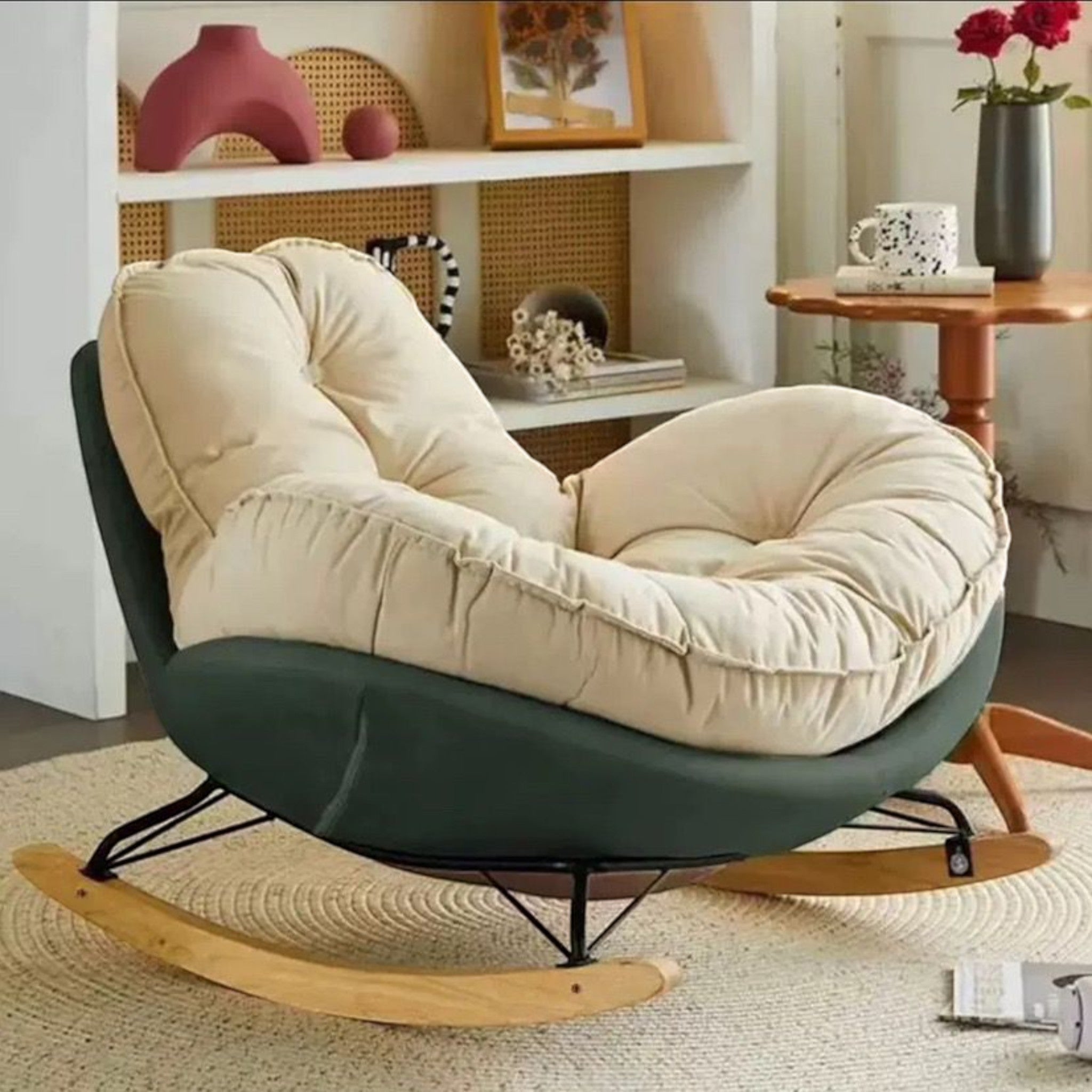 Glider Chair with Cushioned Back and Armrests