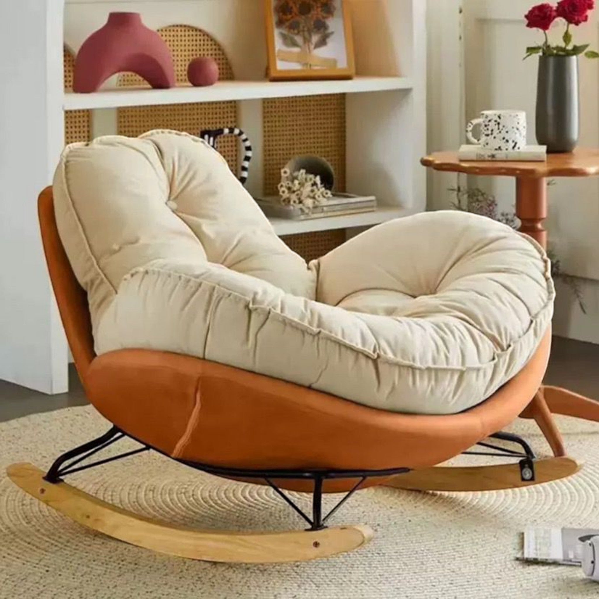 Glider Chair with Cushioned Back and Armrests