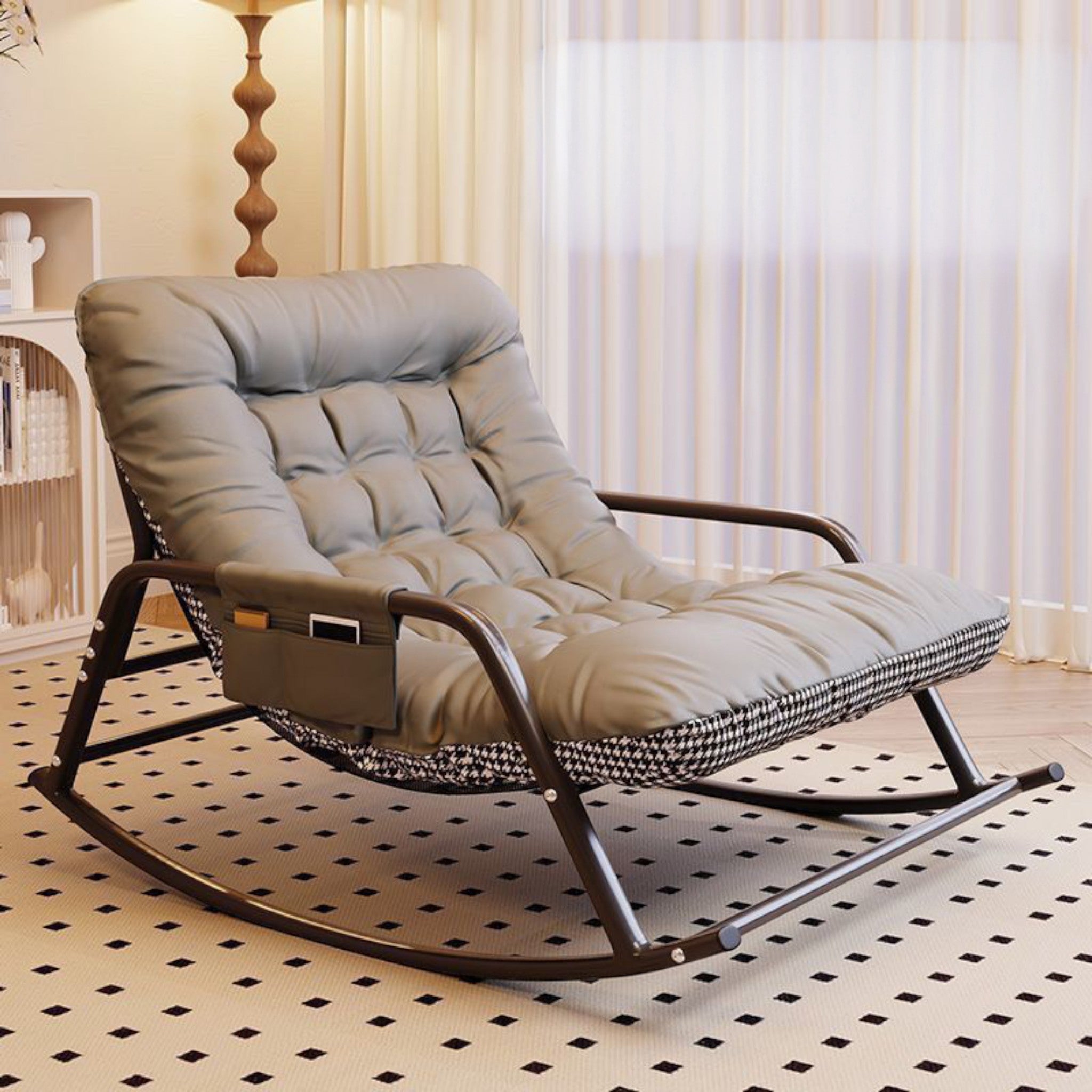 Leisure Rocking Chair Double Lazy Chair for Bedroom Living Room Sleeping Chaise Lounge Recliner