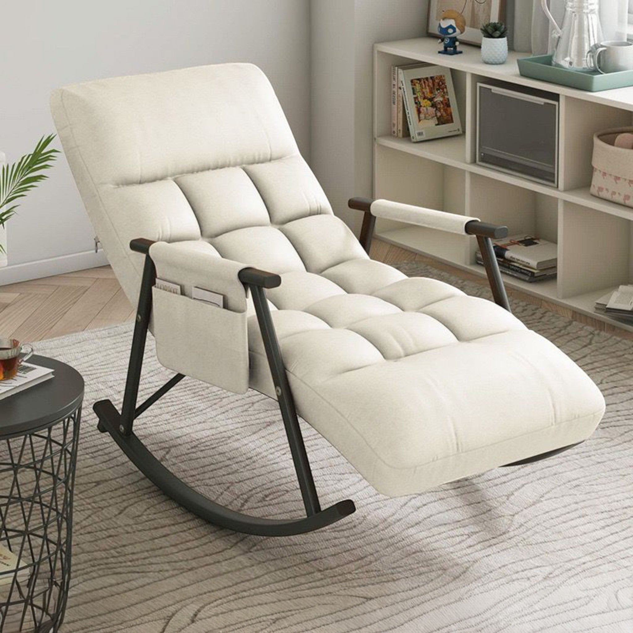 Rocking Chairs for Living Room, Bedroom, Modern Armchair with 5 Reclining Positions and Side Pocket
