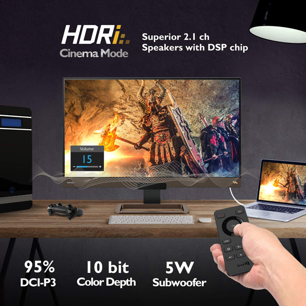 BENQ EX2780Q 27 Inch QHD 144Hz Eye Care Gaming Monitor - Black