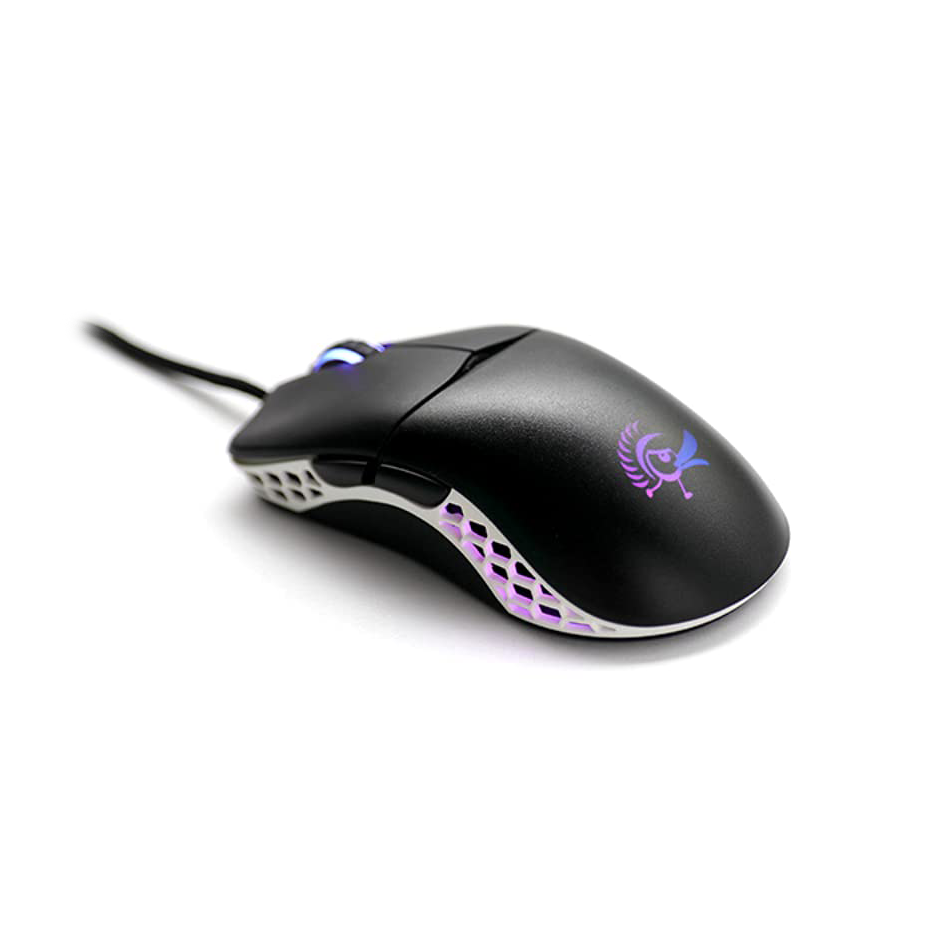 DUCKY FEATHER RGB Wired Huano Blue Switches Lightweight Gaming Mouse - Black/White