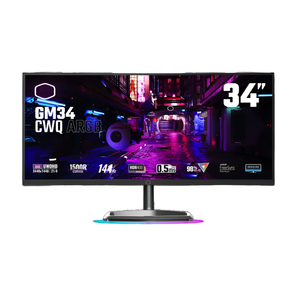 Cooler Master 34 Inch 165Hz WQHD HDMI 2.0 0.5ms Curved Gaming Monitor - Black